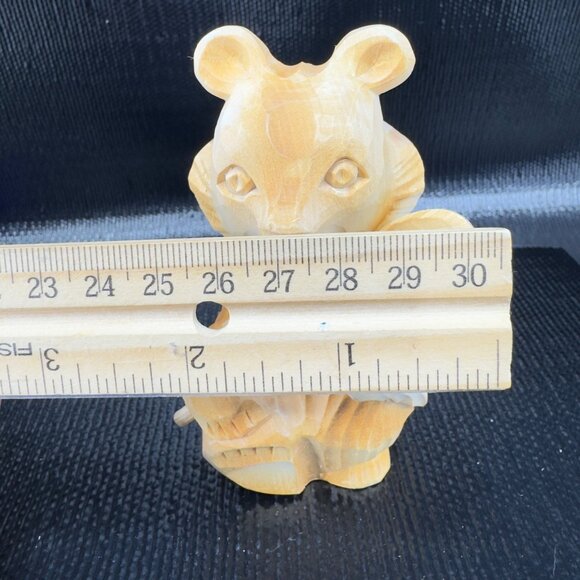 Russian Folk Art Hand Carved Wooden Bear With Spoon Figurine Vintage Decor - Picture 2 of 10